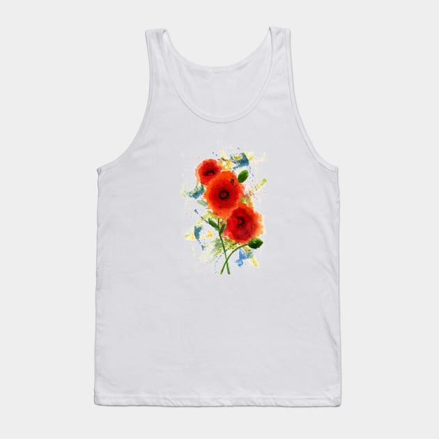 Poppies Watercolor Painting Tank Top by MMcBuck